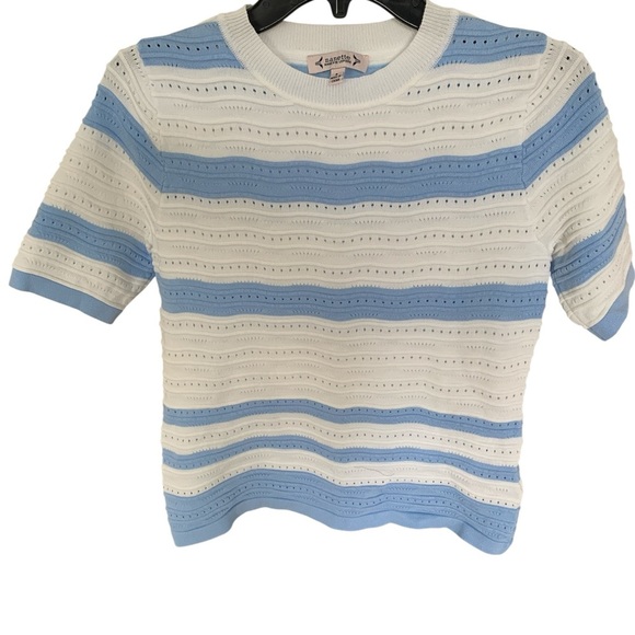 Nanette Lepore White and Blue Textured Top - Picture 2 of 5